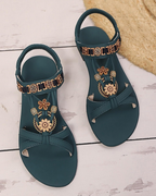 Akie Women's Bohemian Sandals – Rhinestone Open Toe Summer Comfort Sandals