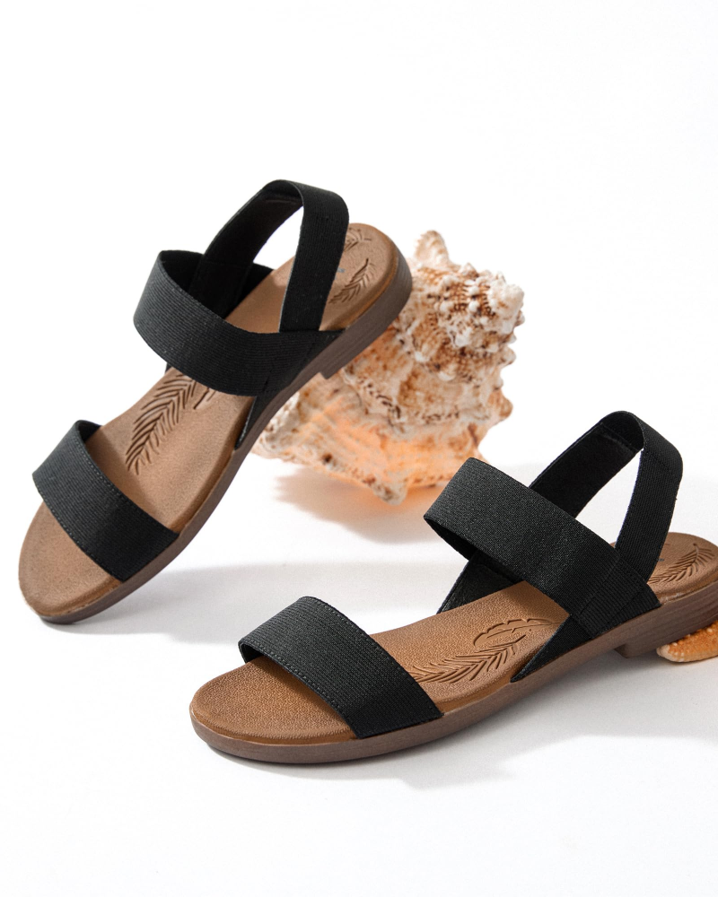Emma Women's Flat Sandals – Elastic Ankle Strap Summer Sandals