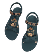 Akie Women's Bohemian Sandals – Rhinestone Open Toe Summer Comfort Sandals