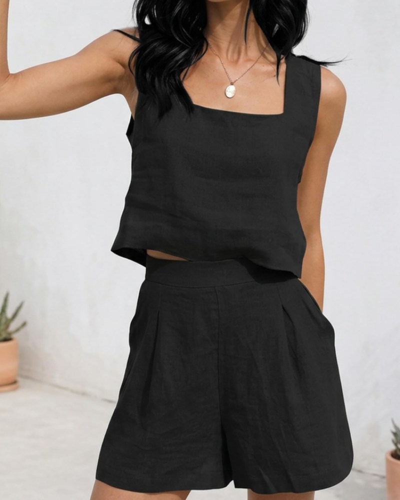 Gigi Women's Two-Piece Shorts Set – Sleeveless Holiday Lounge Travel Outfit