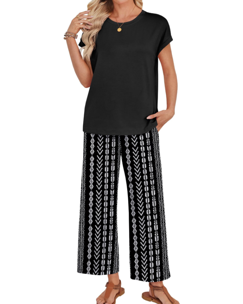 Grace Women's Two-Piece Set – Casual Lounge & Travel Matching Summer Outfit