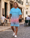 Logan Men's Summer Lounge Set – Letter Print T-Shirt & Drawstring Shorts Co-Ord