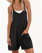 Mia Women's Summer Romper – Sleeveless Spaghetti Strap Casual Short Jumpsuit