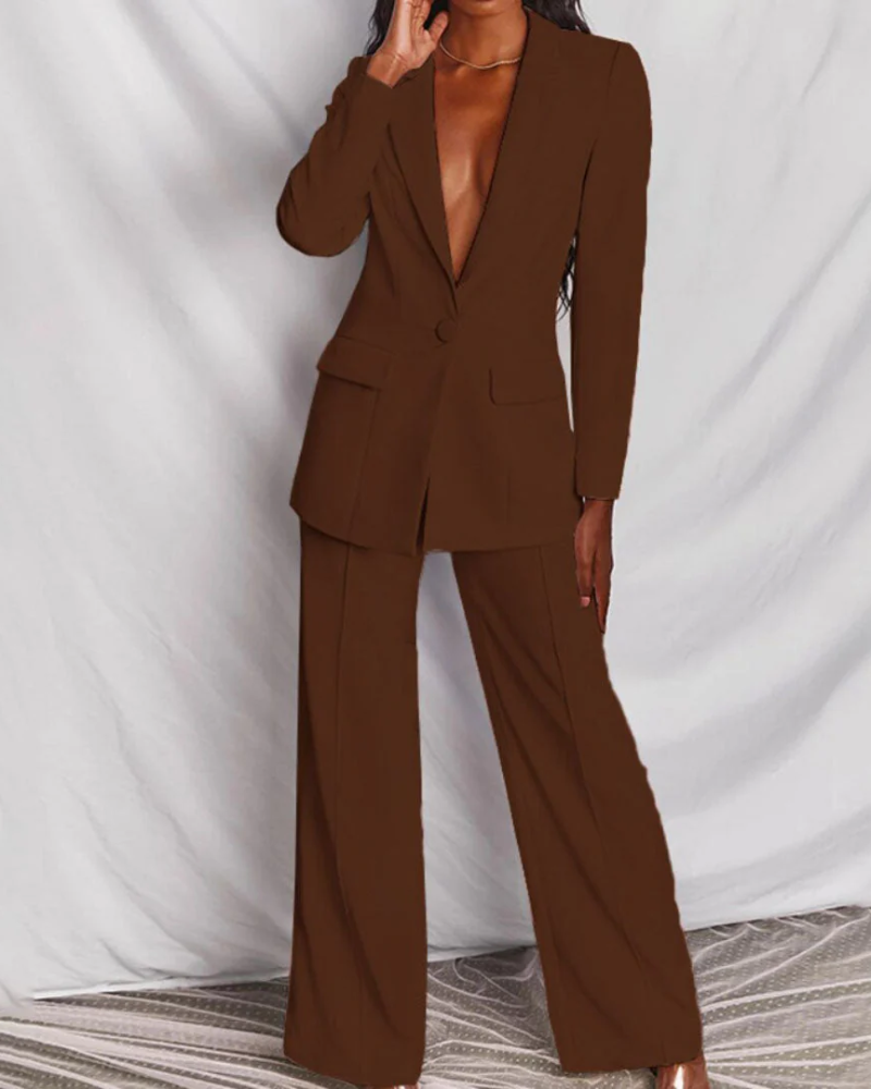 Victoria Women's Blazer Set – Elegant Tailored Two-Piece Suit, Smart Office Trouser Co-Ord
