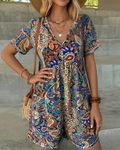 Penelope Women's Casual Jumpsuit – Short Sleeve Loose Fit One-Piece Summer Outfit