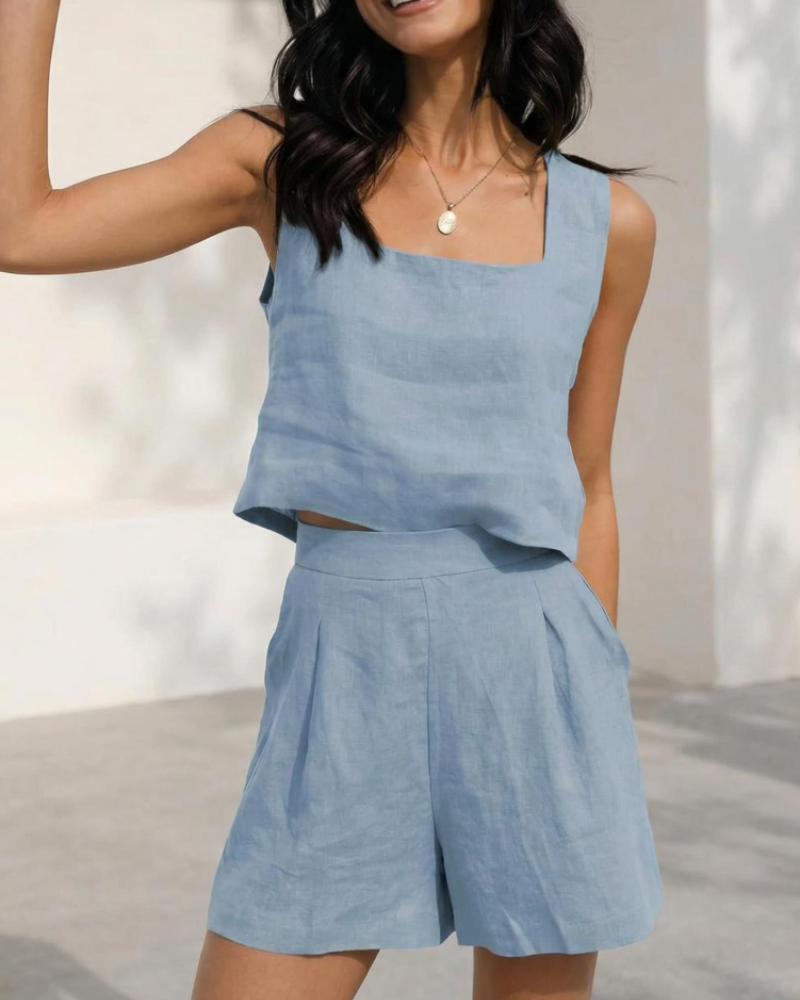 Gigi Women's Two-Piece Shorts Set – Sleeveless Holiday Lounge Travel Outfit