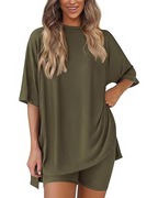 Gloria Women's Lounge Set – Two-Piece Short Sleeve Casual Summer Outfit