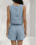 Gigi Women's Two-Piece Shorts Set – Sleeveless Holiday Lounge Travel Outfit
