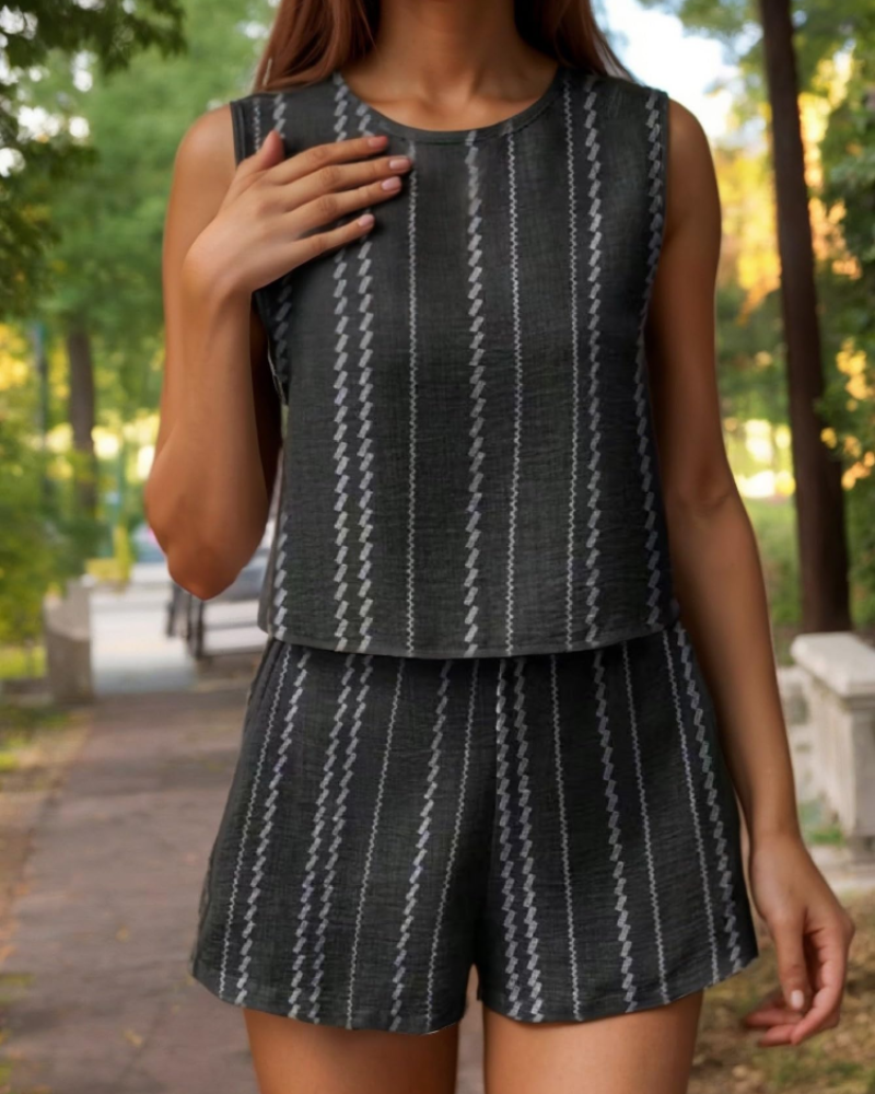 Greta Women's Two-Piece Set – Casual Lounge Top & Shorts Summer Outfit