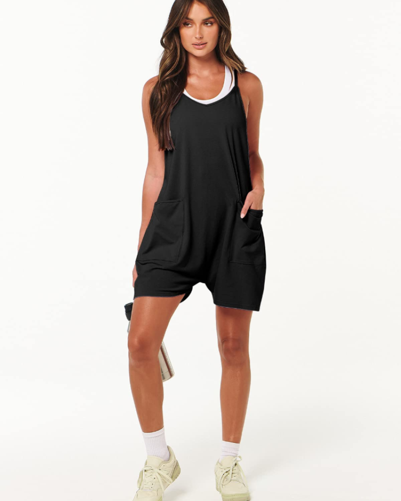 Mia Women's Summer Romper – Sleeveless Spaghetti Strap Casual Short Jumpsuit