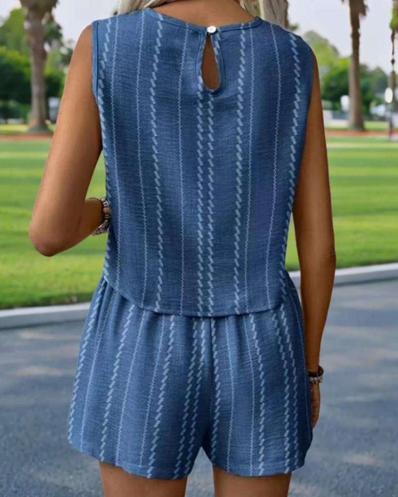 Greta Women's Two-Piece Set – Casual Lounge Top & Shorts Summer Outfit