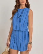 Geneva Women's Two-Piece Set – Sleeveless Vest & Striped Shorts Summer Outfit