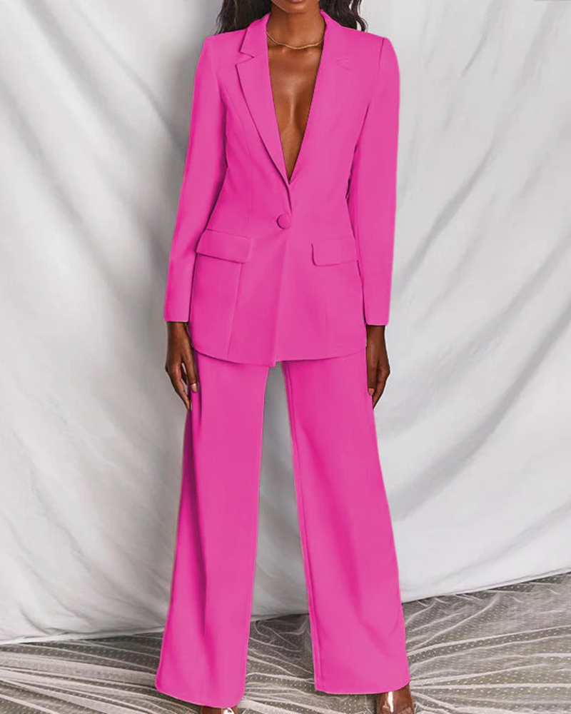 Victoria Women's Blazer Set – Elegant Tailored Two-Piece Suit, Smart Office Trouser Co-Ord