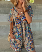 Penelope Women's Casual Jumpsuit – Short Sleeve Loose Fit One-Piece Summer Outfit