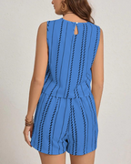 Geneva Women's Two-Piece Set – Sleeveless Vest & Striped Shorts Summer Outfit