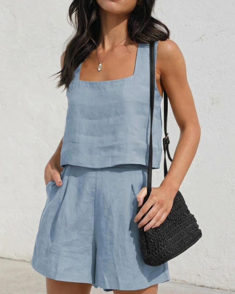 Gigi Women's Two-Piece Shorts Set – Sleeveless Holiday Lounge Travel Outfit