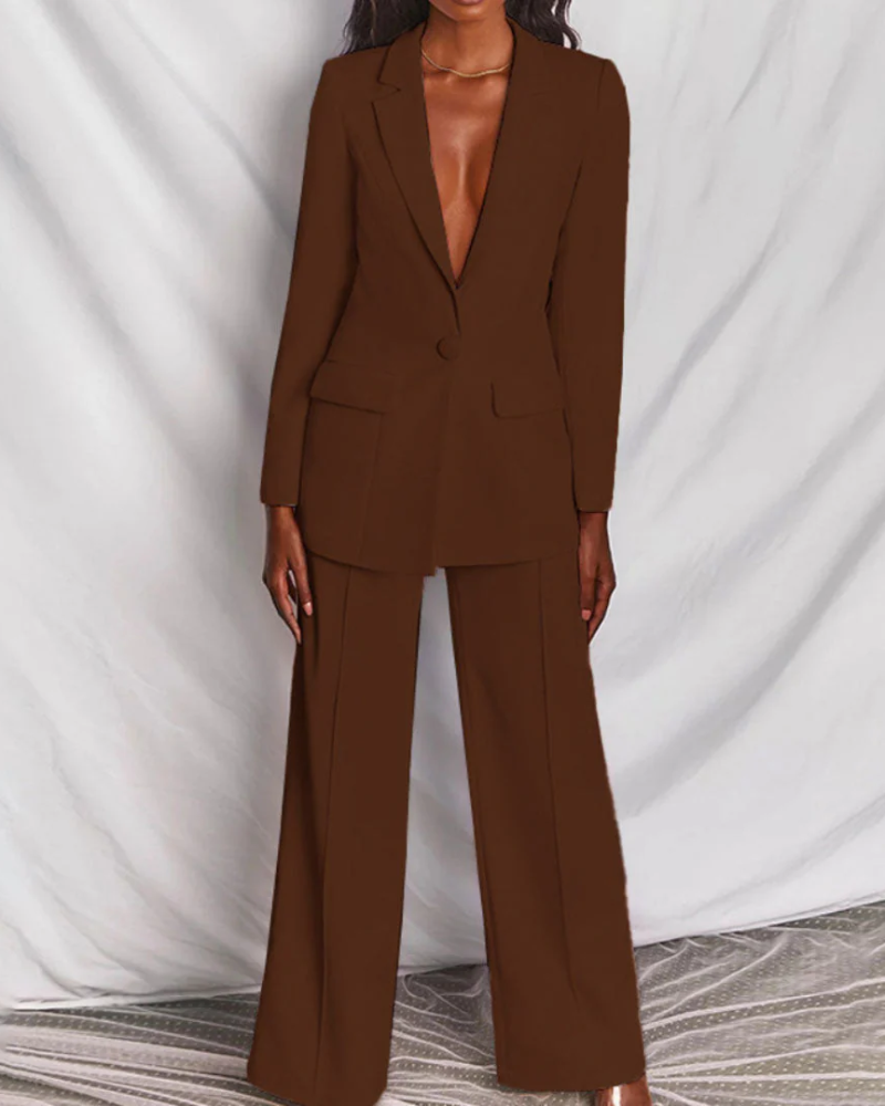 Victoria Women's Blazer Set – Elegant Tailored Two-Piece Suit, Smart Office Trouser Co-Ord