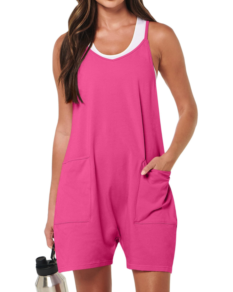 Mia Women's Summer Romper – Sleeveless Spaghetti Strap Casual Short Jumpsuit