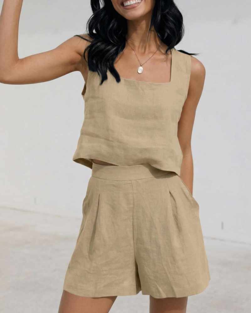 Gigi Women's Two-Piece Shorts Set – Sleeveless Holiday Lounge Travel Outfit