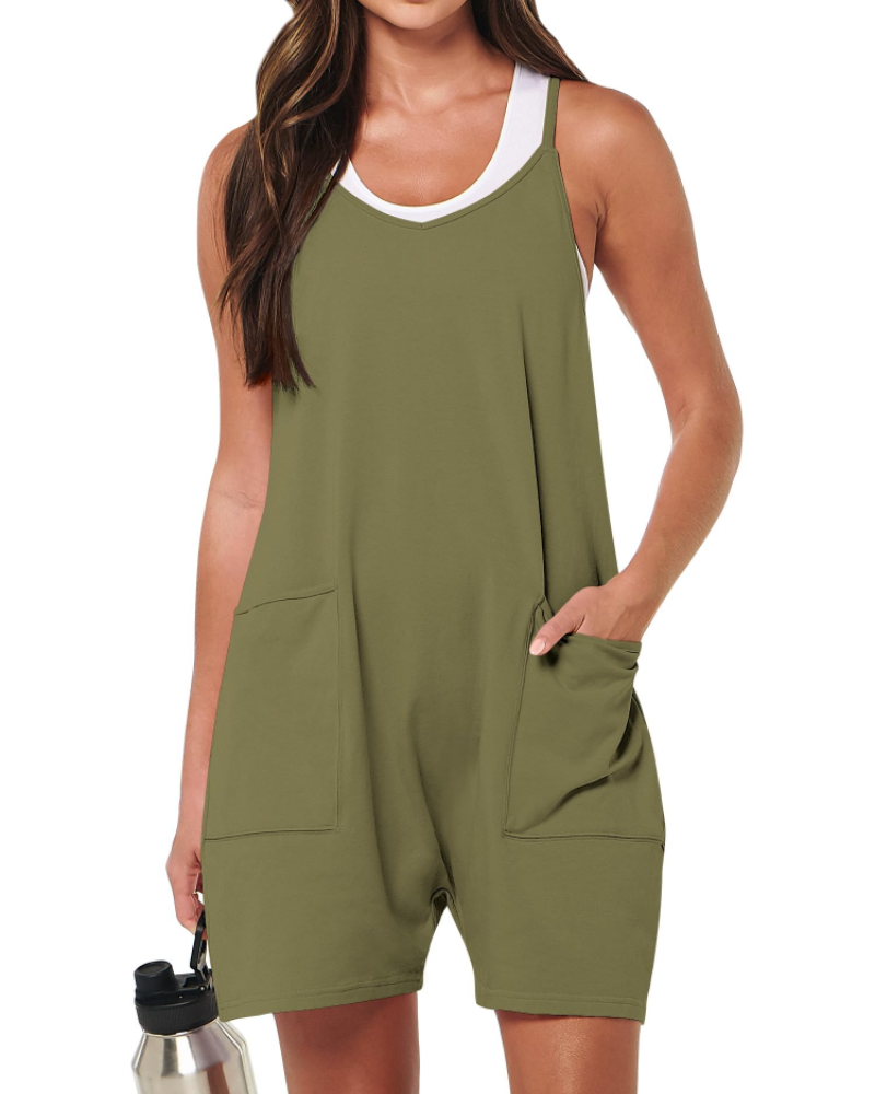 Mia Women's Summer Romper – Sleeveless Spaghetti Strap Casual Short Jumpsuit