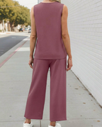 Felisha Women's Two-Piece Set – V-Neck Summer Travel Matching Outfit