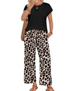Avery Women's Lounge Set – Cap Sleeve Top & Wide Leg Pants 2-Piece Outfit