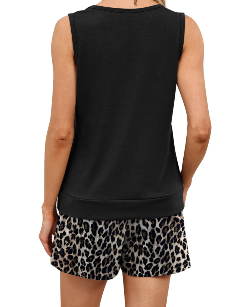 Chloe Women's Lounge Set – Sleeveless Tank Top & Shorts Summer 2-Piece Outfit