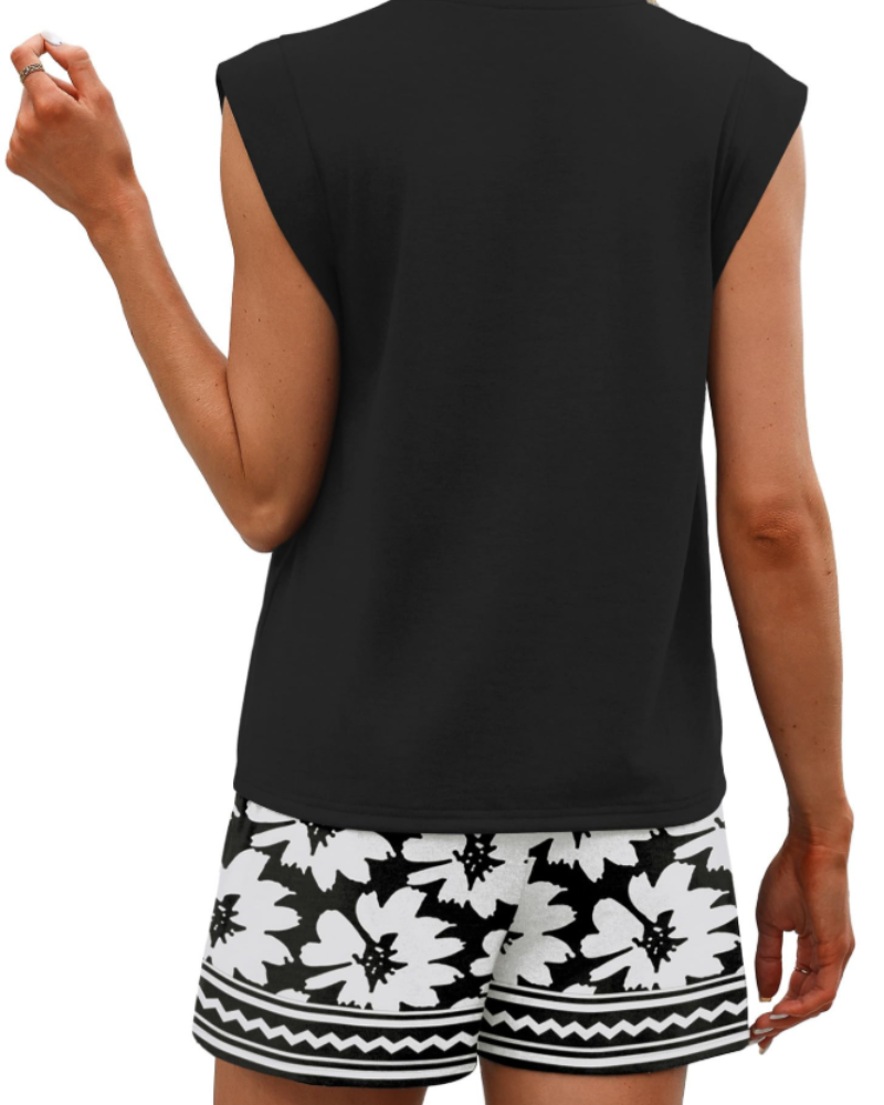 Madison Women's Short Lounge Set – Sleeveless Top & Drawstring Shorts 2-Piece Outfit