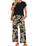 Avery Women's Lounge Set – Cap Sleeve Top & Wide Leg Pants 2-Piece Outfit