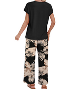 Avery Women's Lounge Set – Cap Sleeve Top & Wide Leg Pants 2-Piece Outfit