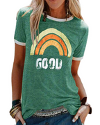 Lily Women's Graphic T-Shirt – Cotton Blend Rainbow Print Summer Top