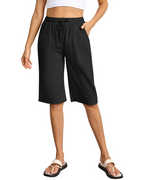 Emily Women's Bermuda Shorts – Cotton Elastic Waist Summer Shorts with Pockets
