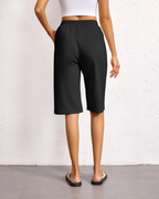 Emily Women's Bermuda Shorts – Cotton Elastic Waist Summer Shorts with Pockets