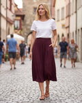 Nina Women’s Jersey Midi Skirt – Pull-On Stretch Skirt with Side Pockets
