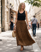 Camila Women’s Maxi Skirt – Boho Floral A-Line Skirt with Drawstring Waist