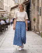 Penelope Women’s Maxi Skirt – Boho Floral High Waist Skirt with Pockets
