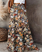 Sienna Women's Floral Maxi Skirt – High Waist Flowy Casual Long Skirt