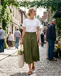 Mila Women’s Utility Midi Skirt – High Waist Button Skirt with Pockets