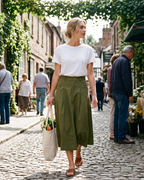Mila Women’s Utility Midi Skirt – High Waist Button Skirt with Pockets
