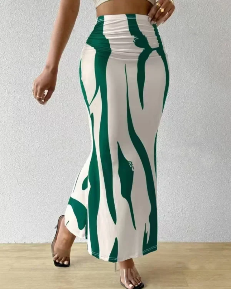 Annelise Women's Abstract Maxi Skirt – High Waist Flowy Elegant Long Skirt