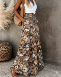 Sienna Women's Floral Maxi Skirt – High Waist Flowy Casual Long Skirt