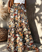 Sienna Women's Floral Maxi Skirt – High Waist Flowy Casual Long Skirt