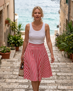 Vivienne Women’s Swing Skirt – 1950s Vintage Striped A-Line Party Skirt