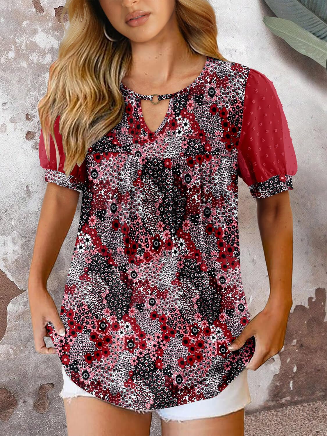 Fairy Women's Casual Blouse – Short Sleeve Flowy Tunic Top for Leggings
