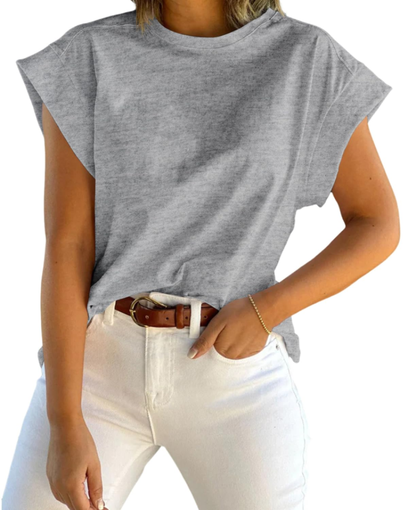 Ava Women's Cap Sleeve T-Shirt – Loose Fit Crew Neck Summer Top