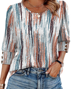 Hannah Women's Button Blouse – 3/4 Sleeve Casual Summer Top for Beach & Vacation