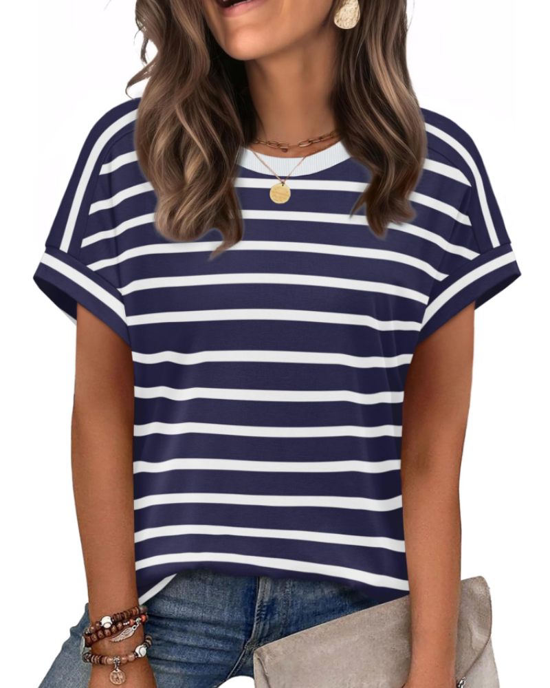 Lily Women's Cap Sleeve Top – Casual Crew Neck Summer T-Shirt