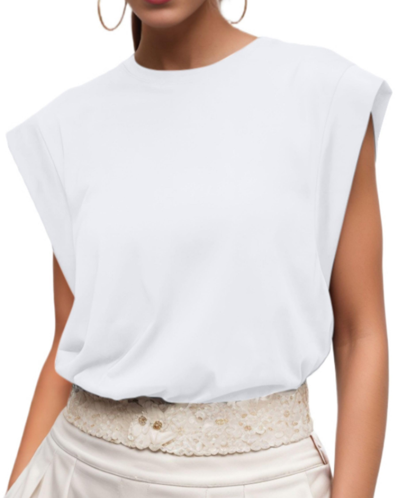Fionna Women's Cotton T-Shirt – Cap Sleeve Loose Fit Crew Neck Summer Top