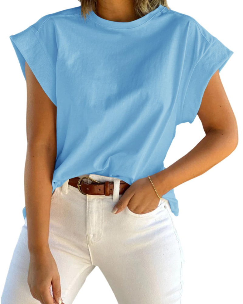 Ava Women's Cap Sleeve T-Shirt – Loose Fit Crew Neck Summer Top