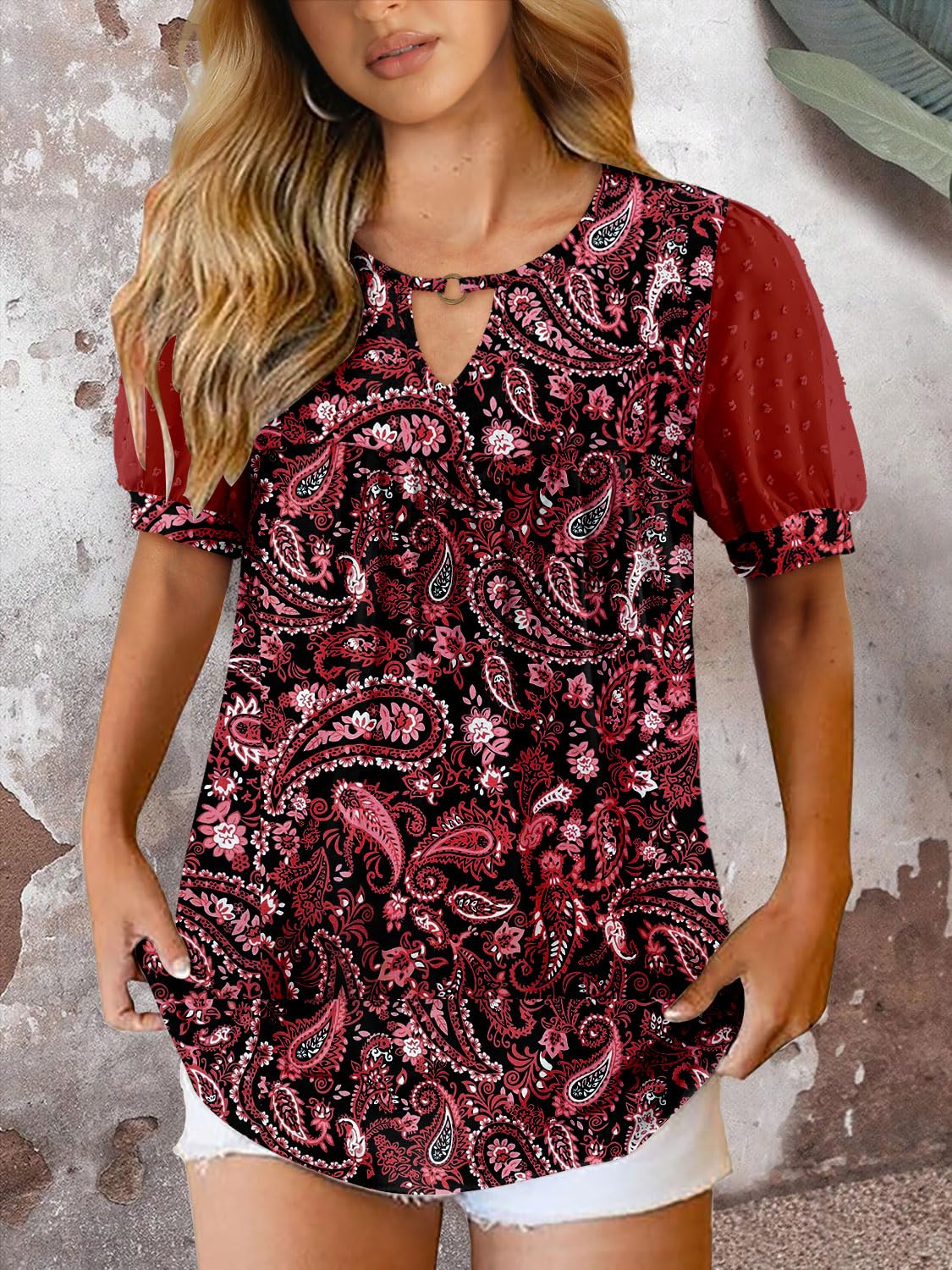 Fairy Women's Casual Blouse – Short Sleeve Flowy Tunic Top for Leggings